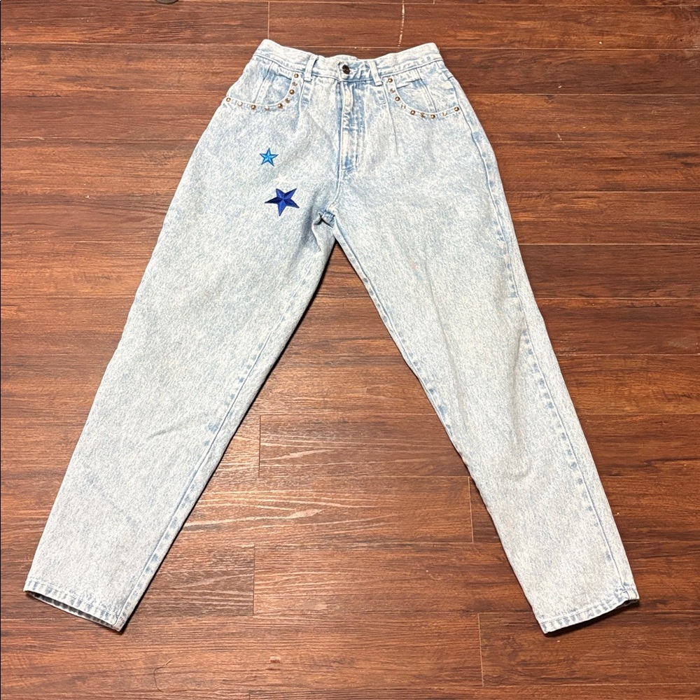 Rio 80s/90s High Waisted Studded Light Wash Denim Jeans